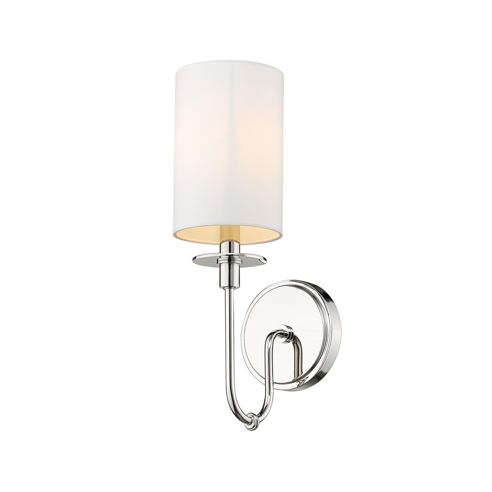 Z-Lite 809-1S-PN Ella 1 Light Wall Sconce in Polished Nickel with White Shade