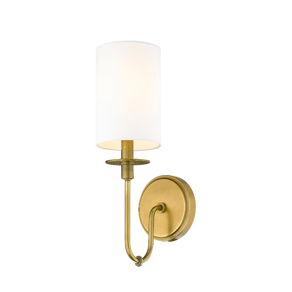 Z-Lite 809-1S-RB-WH 1 Light Wall Sconce in Rubbed Brass