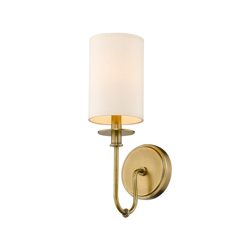 Z-Lite 809-1S-RB Ella 1 Light Wall Sconce in Rubbed Brass with Beige Shade