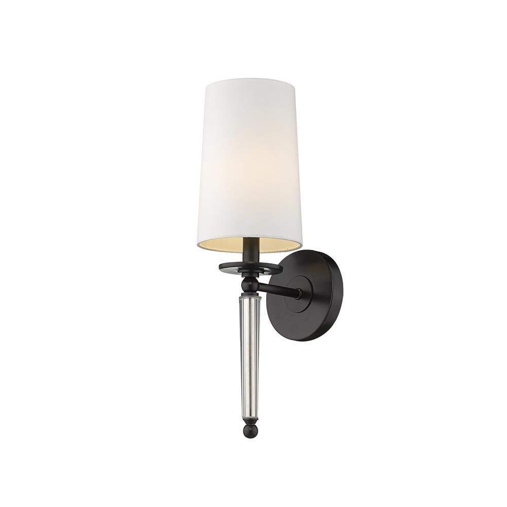 Z-Lite 810-1S-MB Avery 1 Light Wall Sconce in Matte Black with White Shade