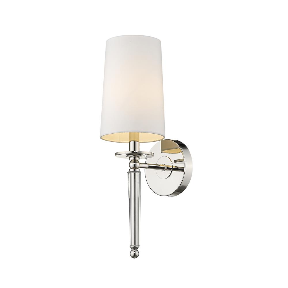 Z-Lite 810-1S-PN Avery 1 Light Wall Sconce in Polished Nickel with White Shade