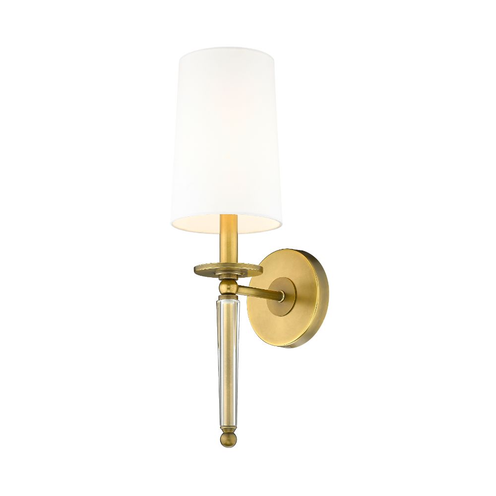 Z-Lite 810-1S-RB-WH 1 Light Wall Sconce in Rubbed Brass