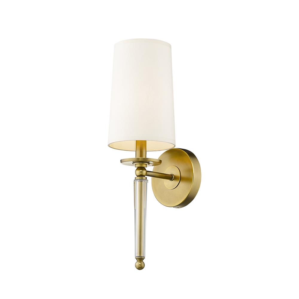 Z-Lite 810-1S-RB Avery 1 Light Wall Sconce in Rubbed Brass with Beige Shade