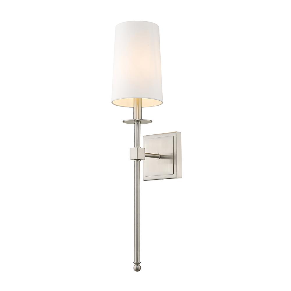 Z-Lite 811-1S-BN Camila 1 Light Wall Sconce in Brushed Nickel with White Shade