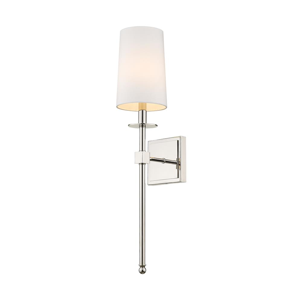 Z-Lite 811-1S-PN Camila 1 Light Wall Sconce in Polished Nickel with White Shade