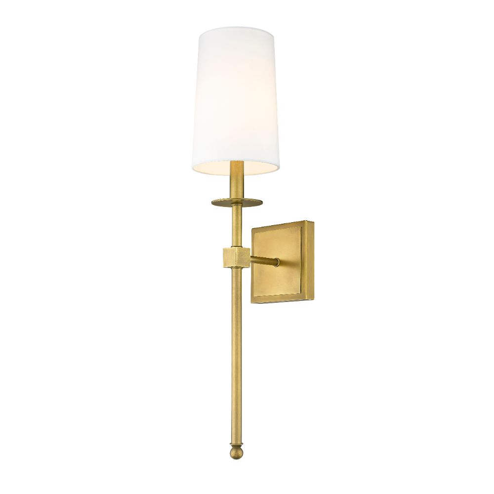 Z-Lite 811-1S-RB-WH 1 Light Wall Sconce in Rubbed Brass