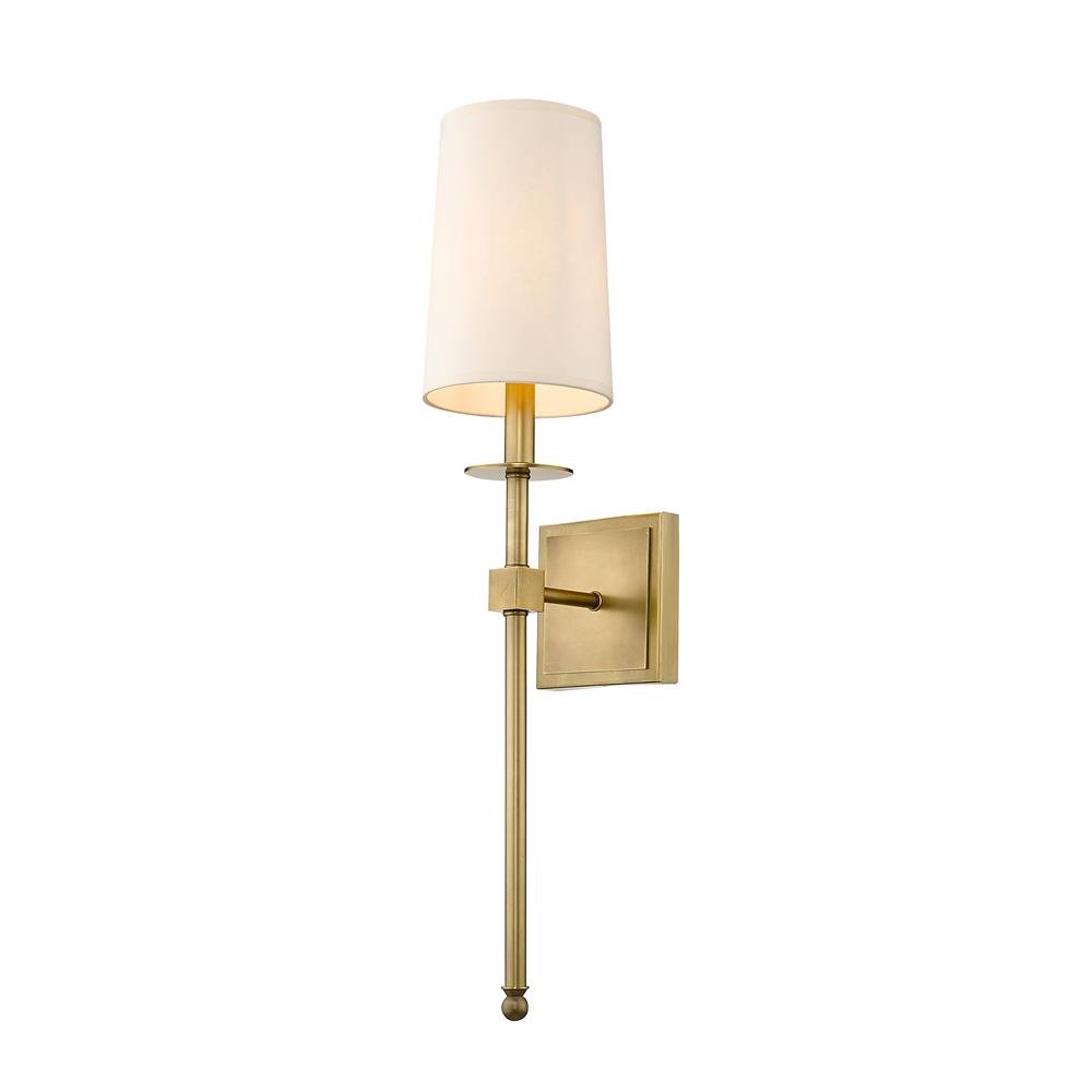 Z-Lite 811-1S-RB Camila 1 Light Wall Sconce in Rubbed Brass with Beige Shade
