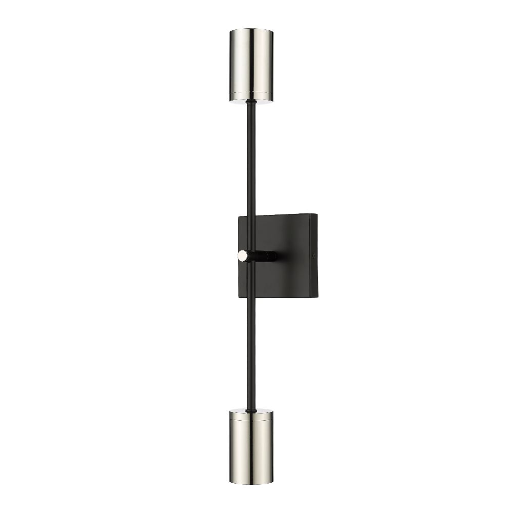 Z-Lite 814-2S-MB-PN 2 Light Wall Sconce in Mate Black Polished Nickel