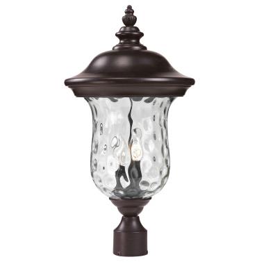 Z-Lite 533PHM-RBRZ Outdoor Post Light in Bronze with a Clear Waterglass Shade
